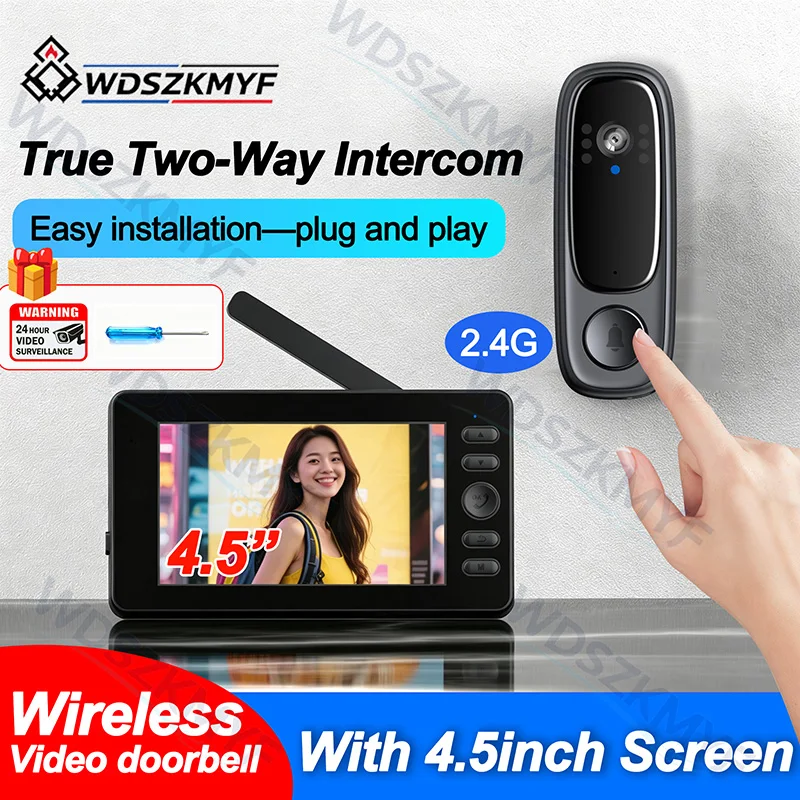 Home Security Doorbell Camera - 무선 초인종 카메라, 1800mAh 배터리, 1080P