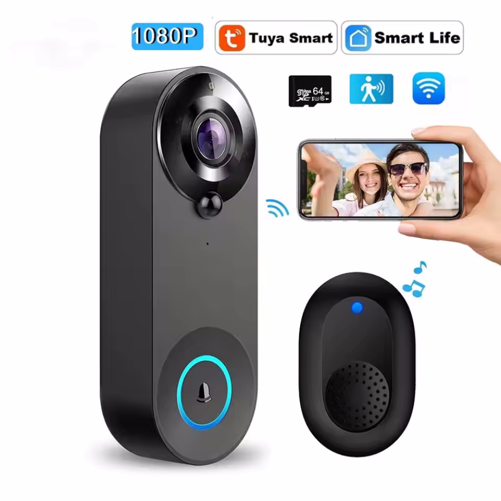 Home Security Doorbell Camera - Tuya 1080P 무선 WIFI 초인종 비디오