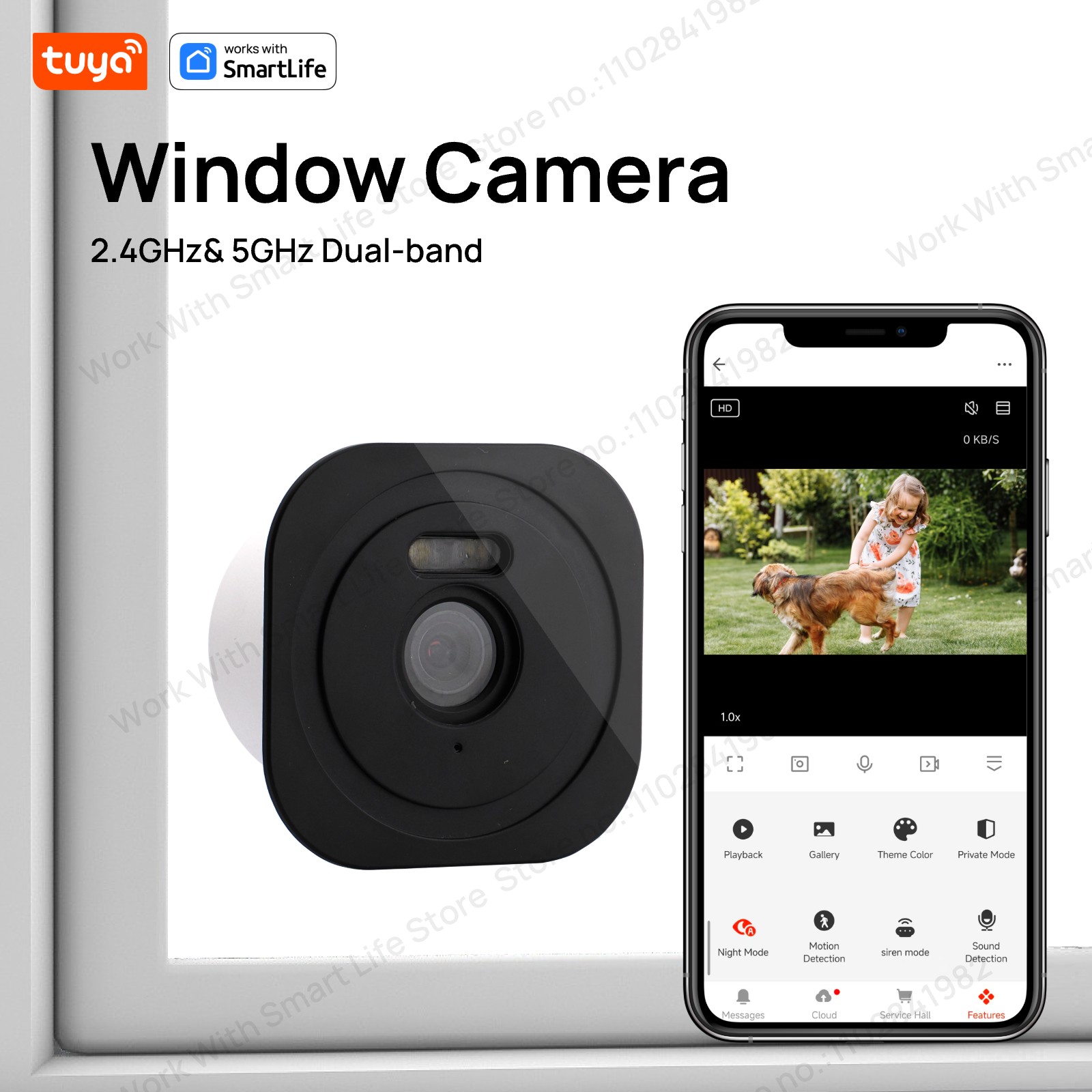 Home Security Camera Xiaomi - 3MP 2K 투야 창문 카메라, 2.4GHz