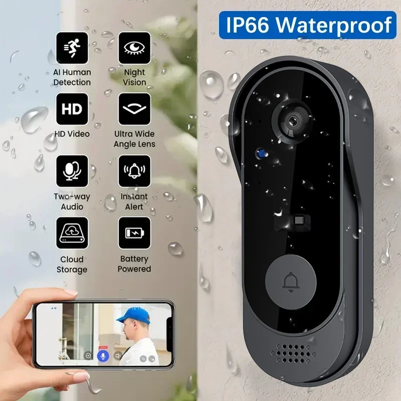 Home Security Tech - 비디오 HD 무선 방수 도어벨 카메라,