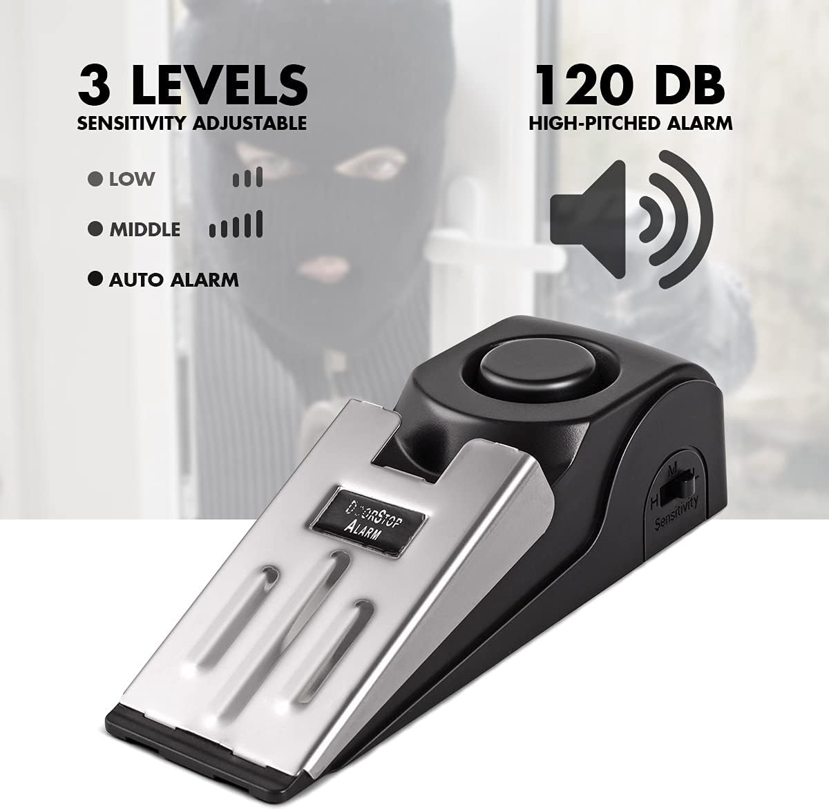 Door Wedge Alarm - 도어 스톱 알람, 120DB 보안 알람이