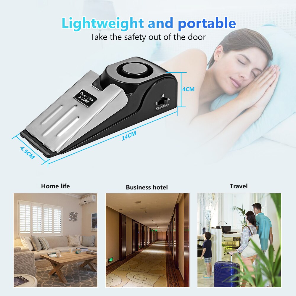 휴대용 무선 문짝 정지 경보 시스템, 125dB 시끄러 - Door Wedge Alarm 리뷰 및 가격