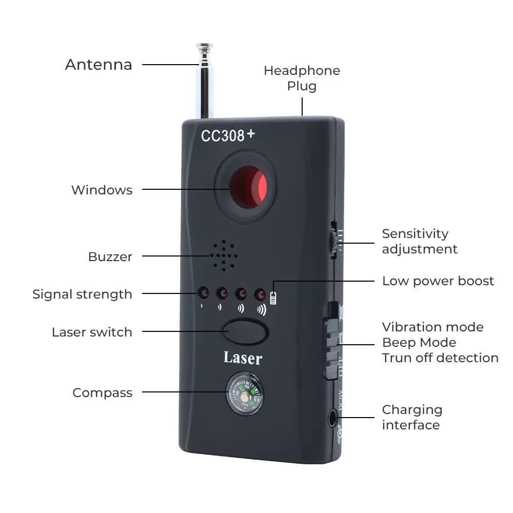 CC308 휴대용 숨겨진 카메라 탐지기 안티 스파이 솔 - Home Security Hidden Cameras 리뷰 및 가격