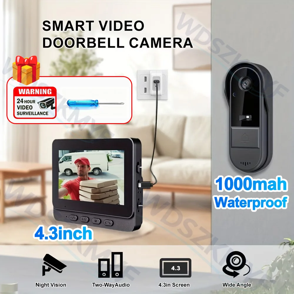 4.3인치 IPS 화면, 무선 연결, 카메라 내장, 1 - Home Security Doorbell Camera 리뷰 및 가격