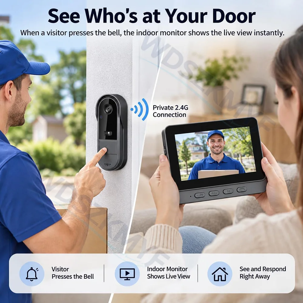 4.3인치 IPS 화면, 무선 연결, 카메라 내장, 1 - Home Security Doorbell Camera 리뷰 및 가격