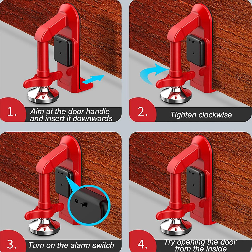 여성을위한 배터리 구동 알람 도어 스톱퍼 도어 잠금 보 - Door Wedge Alarm 리뷰 및 가격